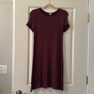 Burgundy striped dress